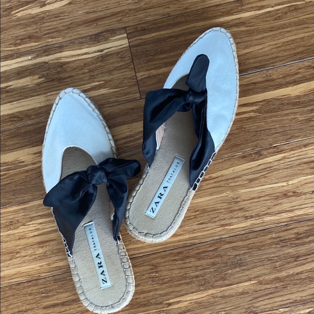 Zara Black and White Espadrilles with Suede Finish